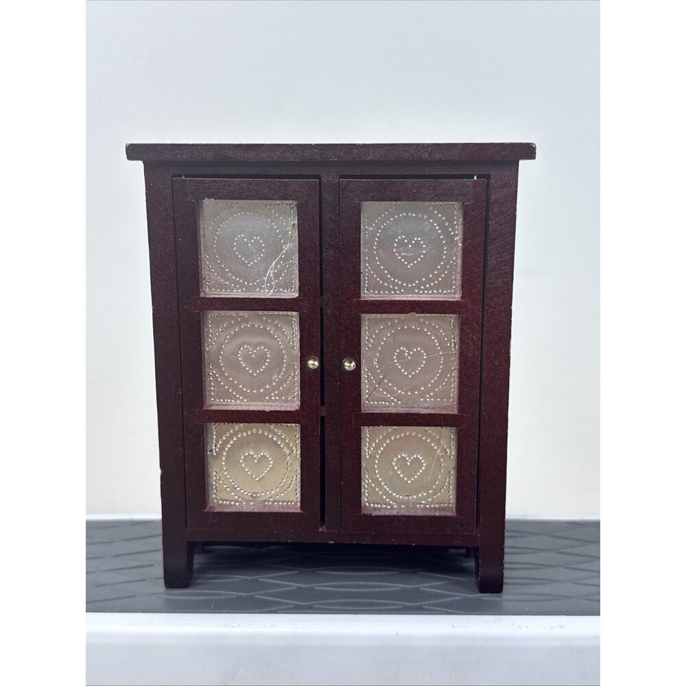 Vintage Dollhouse Furniture Miniature Pie Safe Cupboard Tin Doors Pantry Kitchen